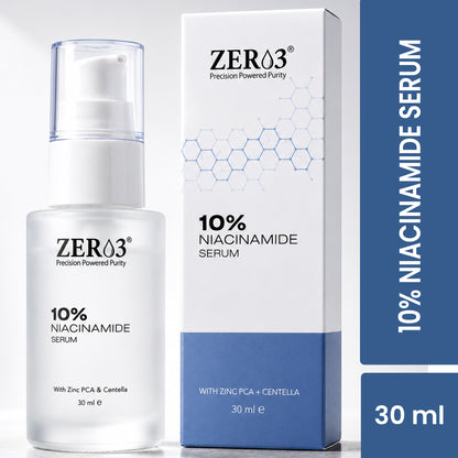 ZER03 10% Niacinamide Serum for Face | with Zinc PCA & Centella Asiatica | Lightweight Hydrating Face Serum | For Men & Women | 30ml