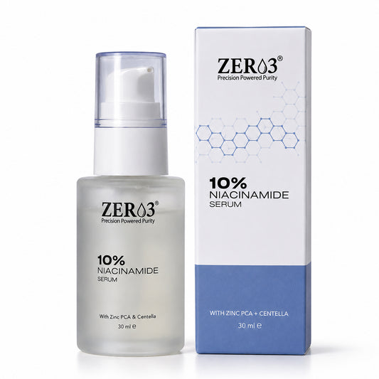ZER03 10% Niacinamide Serum for Face | with Zinc PCA & Centella Asiatica | Lightweight Hydrating Face Serum | For Men & Women | 30ml