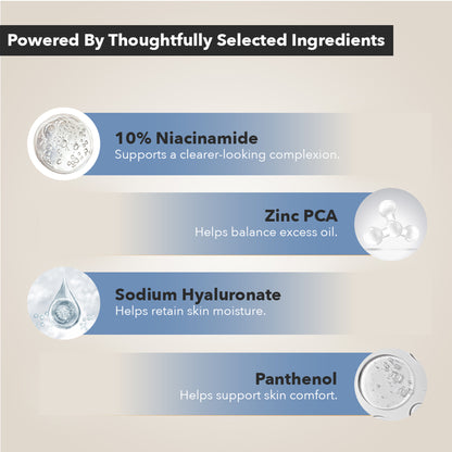 ZER03 10% Niacinamide Serum for Face | with Zinc PCA & Centella Asiatica | Lightweight Hydrating Face Serum | For Men & Women | 30ml