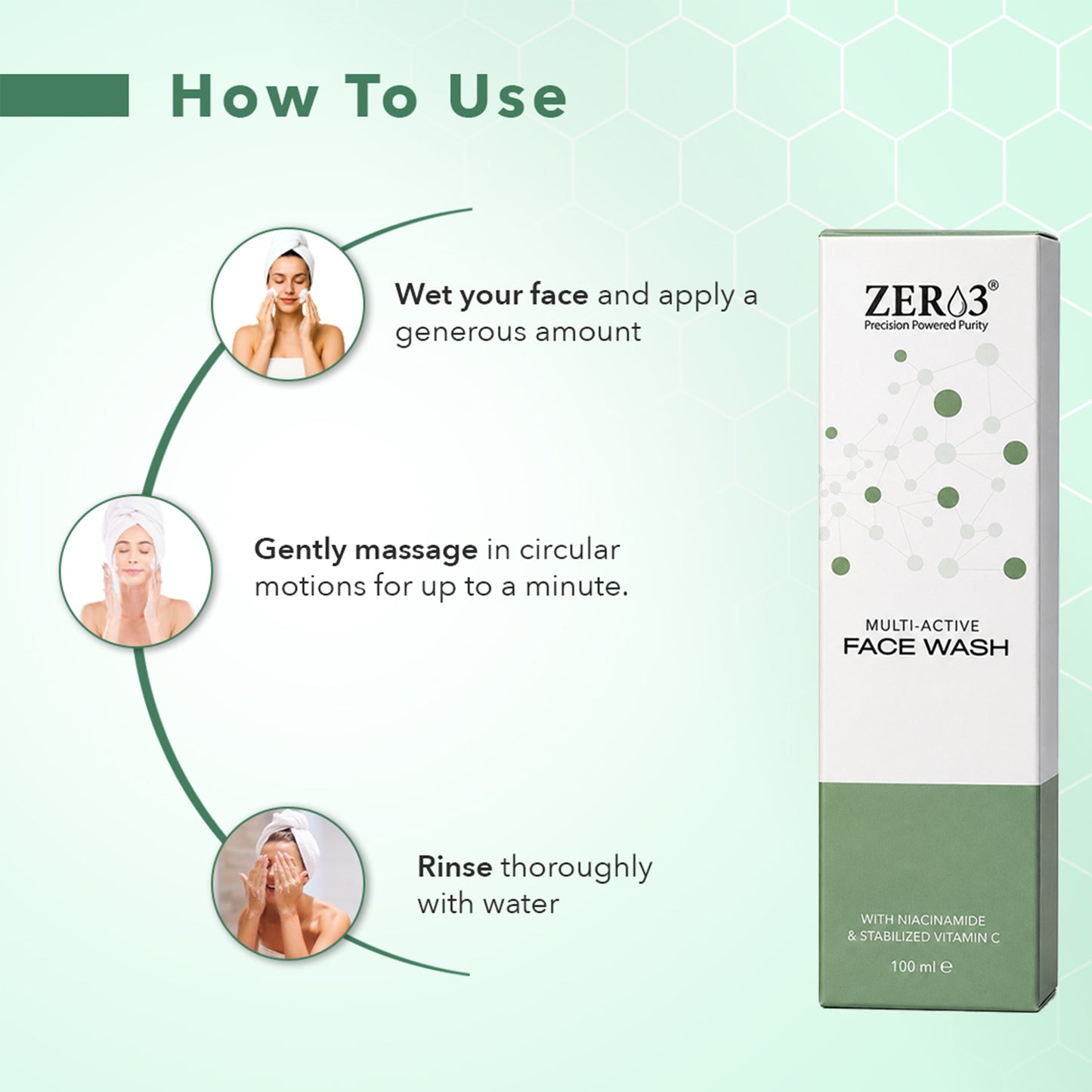 Zer03 Face Wash for Men & Women with Niacinamide & Vitamin C | Deep Cleansing Face Wash for All Skin Types | Removes Dirt, Excess Oil & Impurities | 100ml