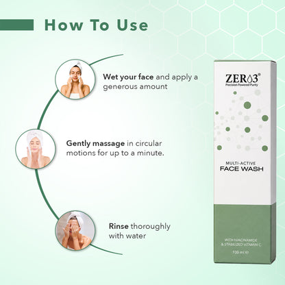 Zer03 Face Wash for Men & Women with Niacinamide & Vitamin C | Deep Cleansing Face Wash for All Skin Types | Removes Dirt, Excess Oil & Impurities | 100ml